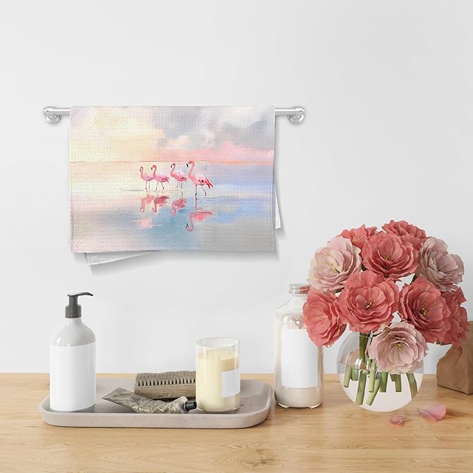 Watercolor Pink Flamingo Kitchen Towels, Flamingo Gifts - Image 3