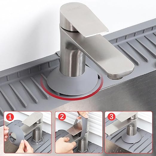 Small Sink Faucet Splash Handle Drip Guard Mat Silicone Pad Protectors Behind - Image 8