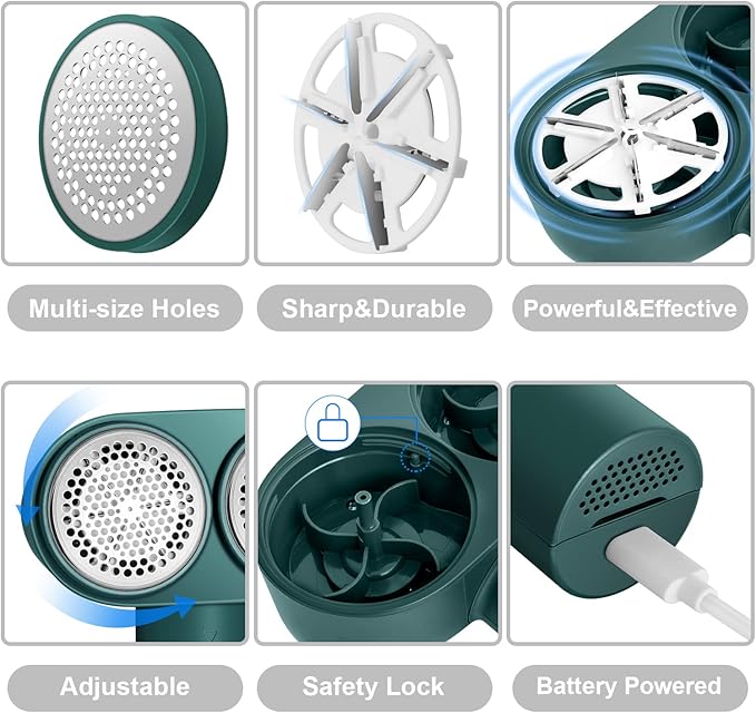 Fabric Shaver, Handzee Electric Lint Shaver, Dual Motor Sweater Shaver - Image 8