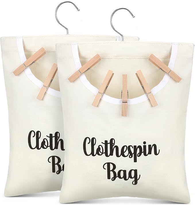 2 Pcs Canvas Clothespin Bag laundry Hanging Storage Organizer Clothes Pin by GliCraft