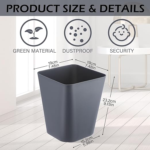 Hoolerry 9 Pieces Garbage Can 2 Gallon Small Trash Cans Bulk Bathroom Trash Bin - Image 2