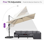 PURPLE LEAF 10 Feet Patio Umbrella with Base Outdoor Cantilever Square Umbrella Aluminum Offset Umbrella with 360-degree Rotation for Garden Deck Pool Patio, Beige - Image 8