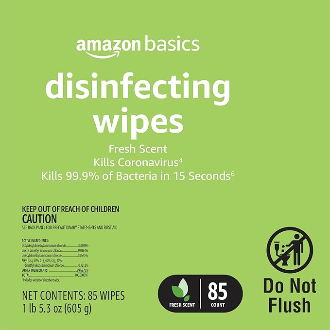 Amazon Basics Disinfecting Wipes, Fresh Scent, - Image 6