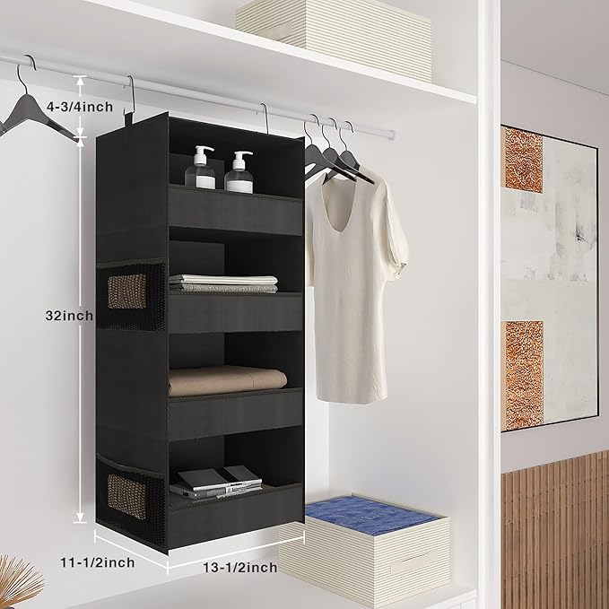 4-Shelf Hanging Closet Organizer and Storage Foldable Hanging Closet Shelves - Image 3