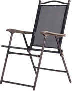Giantex Set of 2 Patio Folding Chairs, Outdoor Patio Dining Chairs w/Armrest, Sling Back, Metal Frame, Outside Use for Lawn Camping Garden Pool Beach Yard Lounge, No Assembly, Black - Image 8