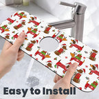 Christmas Dachshund Dog Happy New Kitchen Sink Splash Guard Faucet Mat 1 Pcs - Image 6