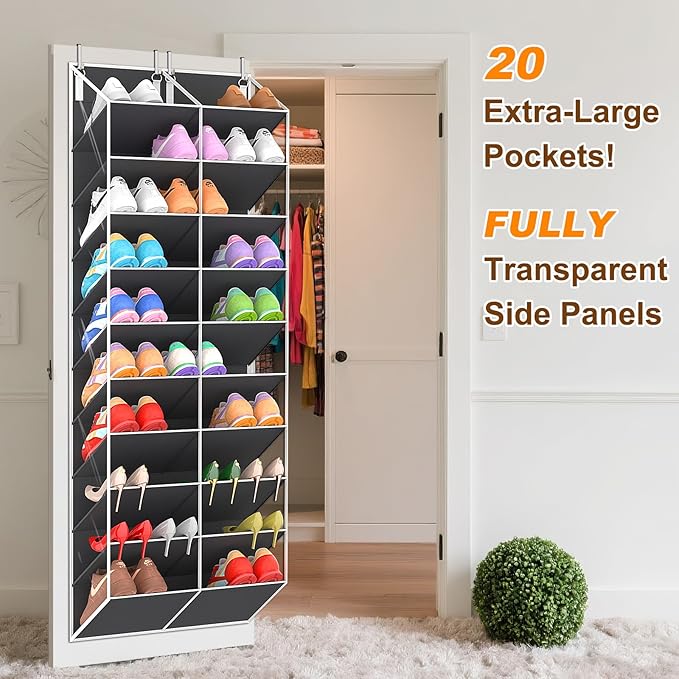 20-30 Pairs Over the Door Shoe Organizer, 10-Tier Door Shoes Rack, Handing - Image 3