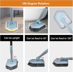 Long Handled Scrub Brush for Shower, 3-in-1 Cleaning Brushes - Image 5