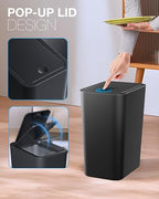 Bathroom Trash Can with Lid, 2 Pack 4 Gallons/15 Liters Garbage Can with Pop-Up - Image 3
