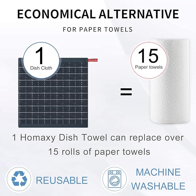 Homaxy 100% Cotton Terry Kitchen Dish Cloths, Ultra Soft and Absorbent Dish - Image 7