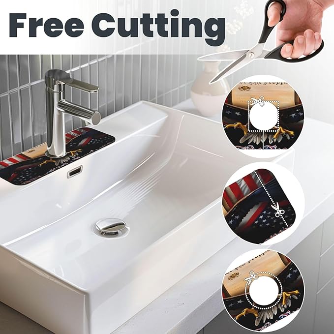 Classic American Old Flag Kitchen sink faucet pad, strong water absorption - Image 3