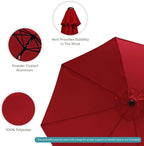 Sunnydaze Outdoor Patio Umbrella - Polyester Table Market Umbrella with Push-Button Tilt and Crank - 8 Sturdy Ribs - Red - 9ft - Image 2