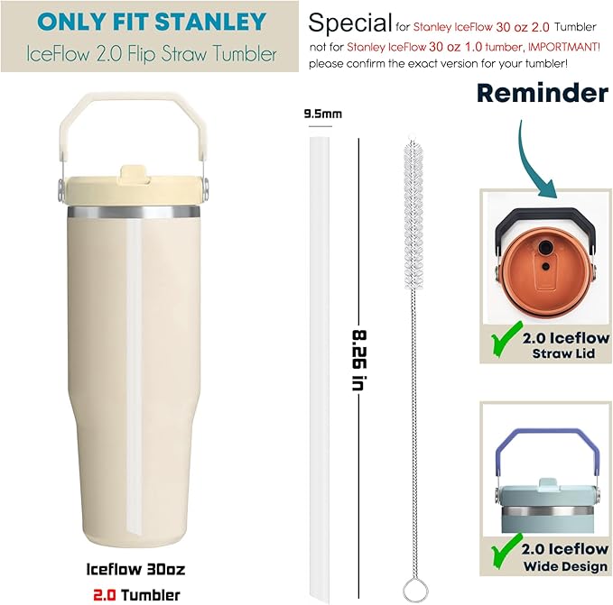 ALINK Reusable Clear Straws for Stanley IceFlow 2.0 Flip Straw Tumbler 30 oz - Image 2