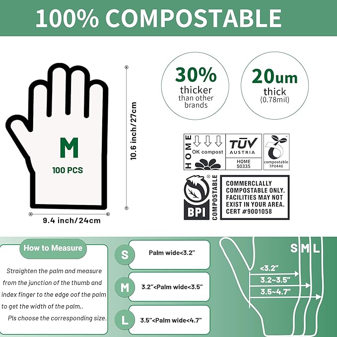 Compostable Disposable Gloves Compost Large Food Handing Gloves - Image 5