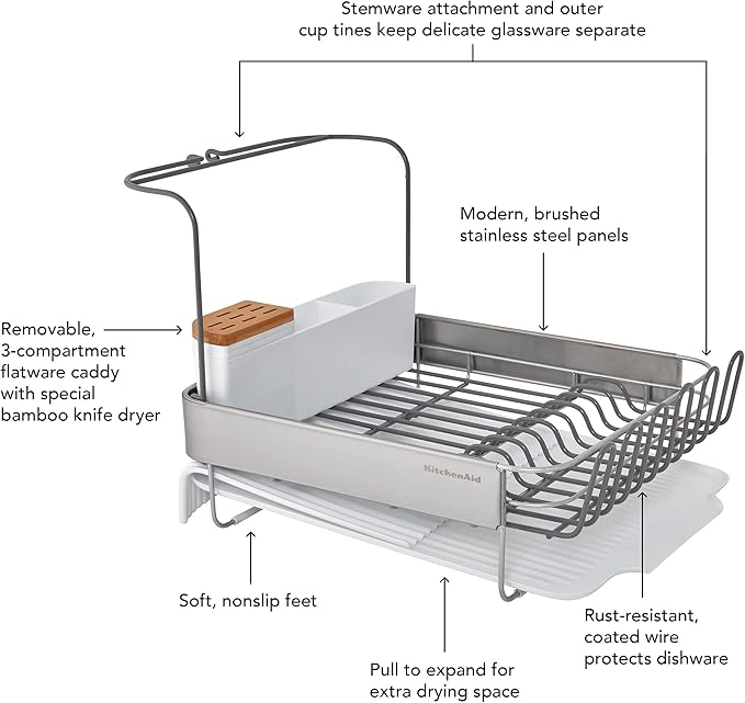 KitchenAid Full Size Compact to Full Capactiy Expandable Rust Resistant Dish - Image 6