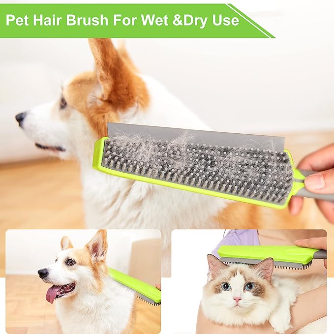 Rubber Broom with Squeegee for Carpet Pet Hair Remover, 57 inch Long Handled - Image 3