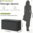 Outdoor Storage Box, Resin Deck Boxes Indoor and outdoor, Waterproof Storage Box Lockable Lid (Black, 70 Gallon) - Image 4