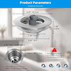 Hibbent 3 in 1 Kitchen Sink Drain Strainer, Stainless Steel Drain Stopper Combo - Image 7