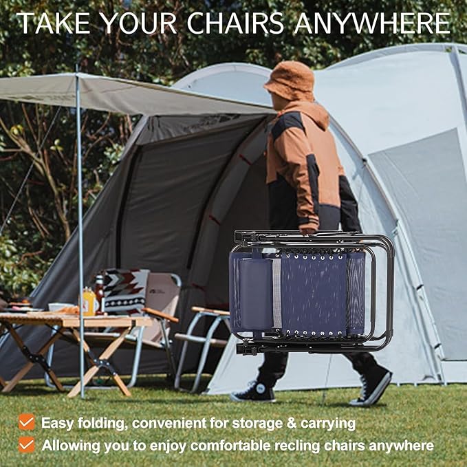 Sweetcrispy Zero Gravity Chairs, Set of 4 Portable Recliner Beach Camping Patio Outdoor Folding Lounge Chair with Cup Holder Trays and Adjustable Pillow for Poolside, Garden, Backyard, Lawn (Blue) - Image 6