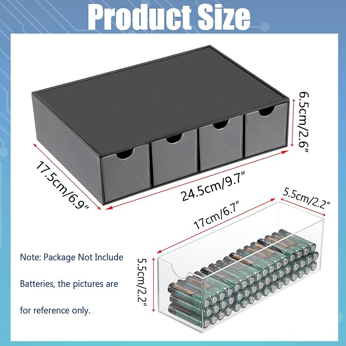 BTSKY 1 Pack Black Acrylic Battery Storage Organizer - Image 3