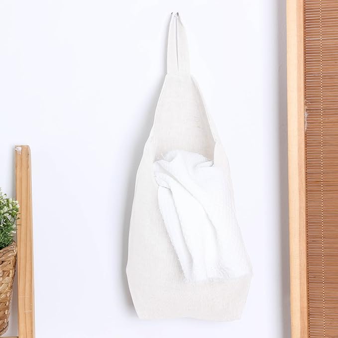 100% Linen Hanging Storage Bags Baskets 2 Pcs, Small Wall Storage Bag - Image 4