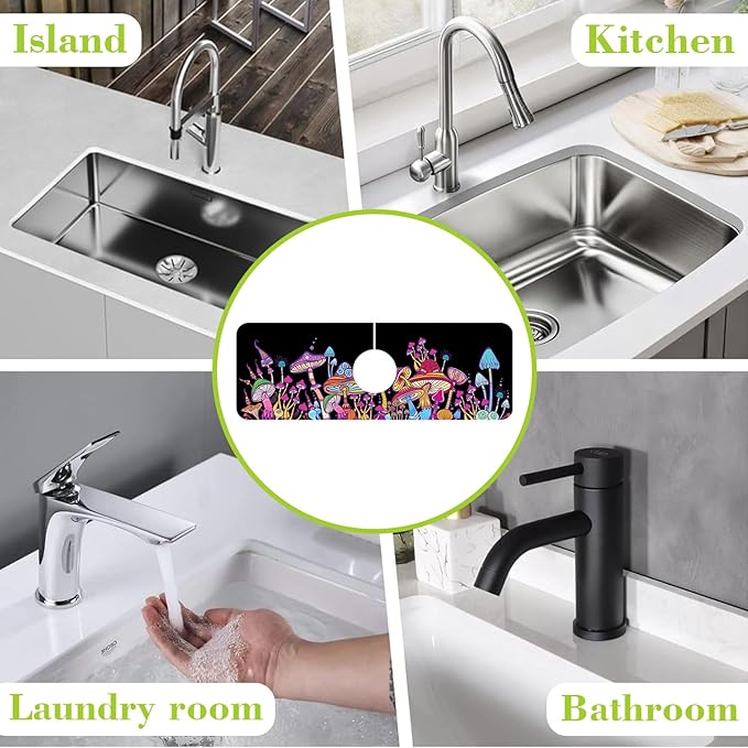 Sink Faucet Absorbing Mat Magic Mushrooms Sink Splash Guard Drying Mat - Image 7