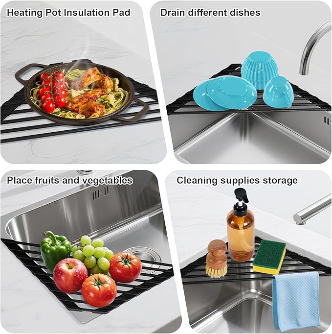 Triangular Sink Rack, Foldable Sink Drying mat, Heat-Resistant, and Rust-Proof - Image 3