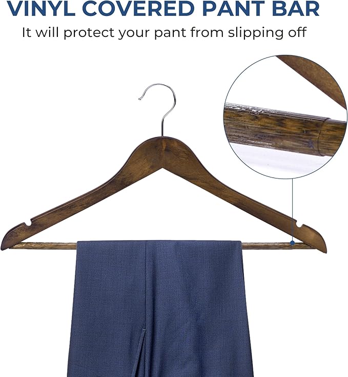JS Hanger Wooden Coat Hangers, 20 Pack High Grade Wood Suit Hangers - Image 5