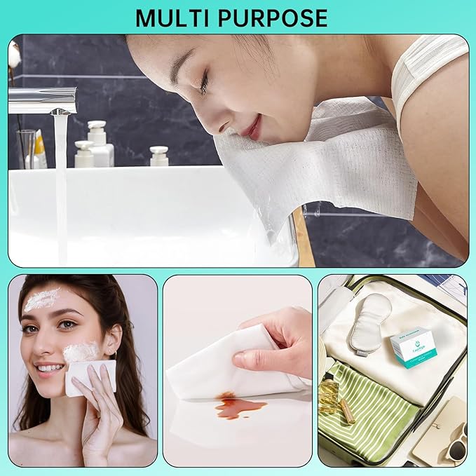 ONLYCARE Disposable Face Towel, Biodegradable Face Towels, Makeup Remover Dry - Image 6
