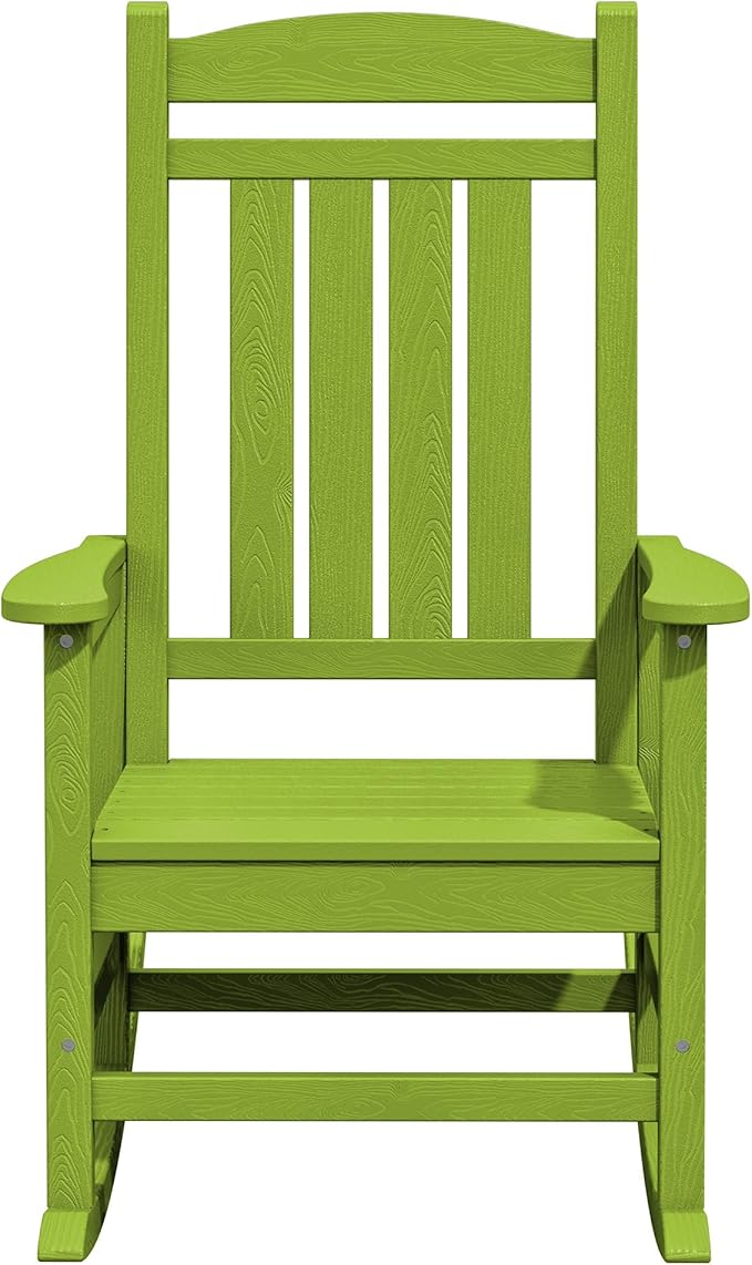 KINGYES HDPE Rocking Chairs Outdoor, Patio Rocking Chairs with 330lbs Support, Smooth Porch Rocker for Deck Lawn Yard, Pistachio Green - Image 10