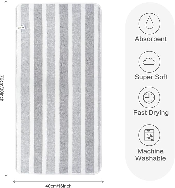 KinHwa Microfiber Hand Towels for Bathroom Soft and Absorbent Face Towels Grey - Image 6