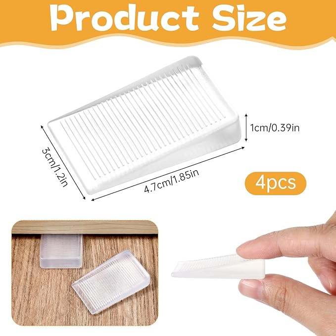 4 Pack Rubber Door Stop, Wedge Thin Door Stoppers - Image 2