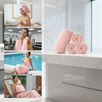 REDKISS 4 Pack Pink Bath Towels, 35 x 70 in Extra Large Coral Fleece Bath Towel - Image 7