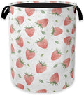 Watercolor Pink Strawberry Laundry Hamper, Waterproof Oxford Cloth Laundry Room by Unknown