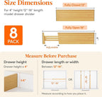 Lifewit 4" High 8 Pack Bamboo Drawer Dividers 31-40cm/12-16 Adjustable Wooden - Image 2