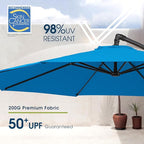 wikiwiki 10ft Patio Umbrella with Base Included, Outdoor Offset Cantilever Umbrella with Sandbag Base for Backyard, Garden and Pool, Easy to Tilt and Crank, Royal Blue - Image 3