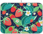 Tarity Green Leaves Red Strawberries Dish Drying Mat by Unknown