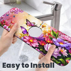 Pink butterfly flower Kitchen sink faucet pad, strong water absorption - Image 6