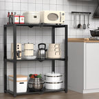 3-Shelf Storage Shelving Unit Metal Rack Heavy-Duty 28"x13.5"x33.5" for Garage, Kitchen and Bedroom Layers Increased Black - Image 5