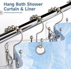 Titanker Shower Curtain Hooks Rings, Rust-Resistant Metal Double Glide Shower - Image 2