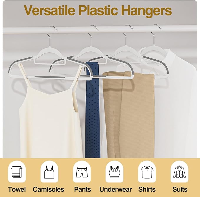 Plastic Hangers 50 Pack, 16.5 in Heavy Duty Clothes Hangers - Image 7
