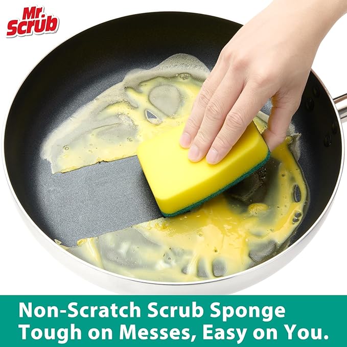 Sponges Kitchen Scrub Dish Sponge Scouring Pad, 12 Pack Cleaning Brush Scrubber - Image 2