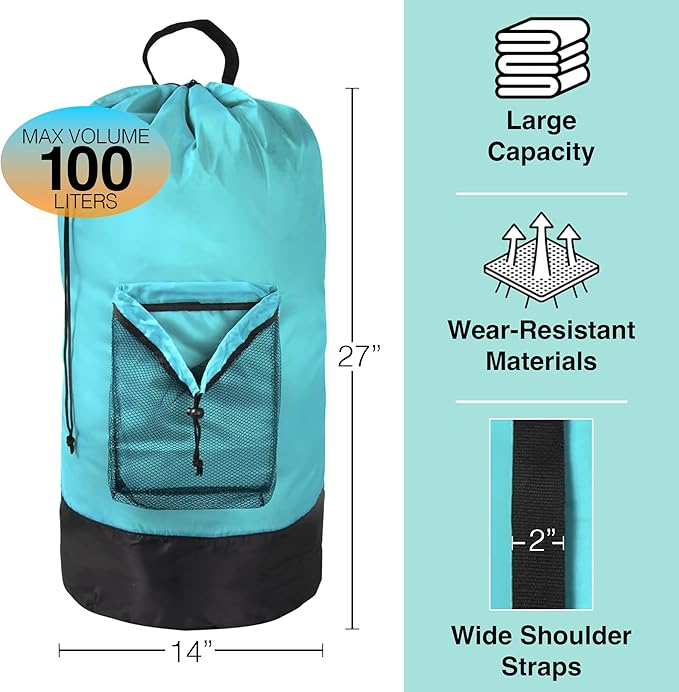 Turquoise Laundry Backpack - Image 2