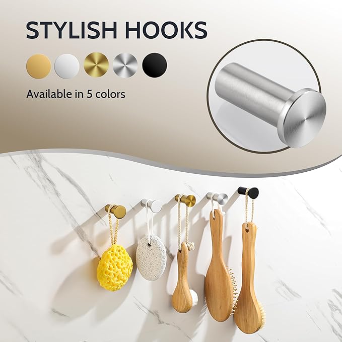 SAYAYO Modern Coat Hooks Wall Mount, Brushed Nickel Towel Hooks - Image 7