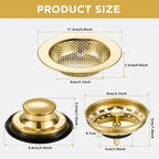 Mudder 3 Pcs Kitchen Sink Drain Strainer and Stopper Stainless Steel Garbage - Image 2