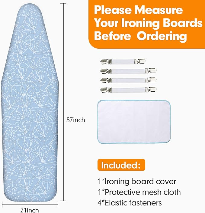 Ironing Board Cover and Pad, 21x54 Extra Large Thick Iron Padding, Scorch & - Image 6