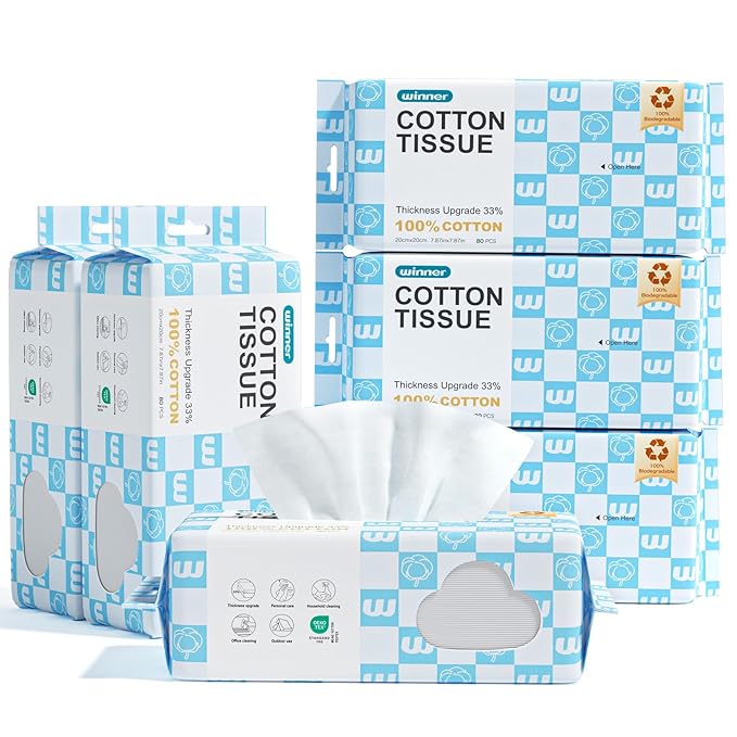 Winner Soft Face Towels, Upgraded Thicker 100% USDA Biobased Facial Towels by Winner