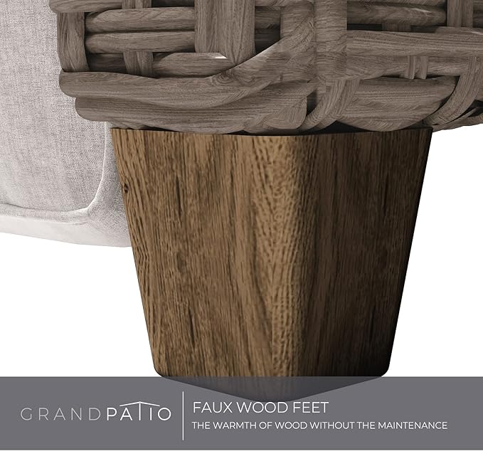 Grand patio Indoor & Outdoor Recliner Chair PE Wicker Patio Recliner with Flip Table Reclining Lounge Chair, Mist Grey - Image 8