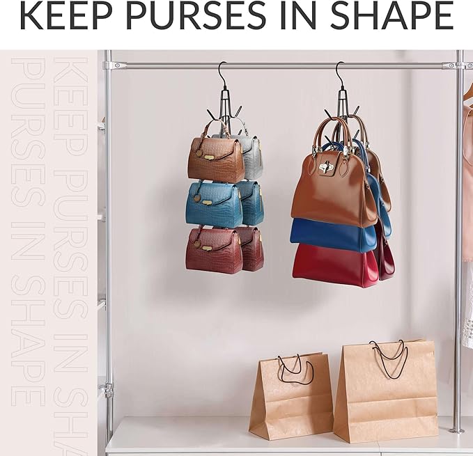ZEDODIER Purse Organizer for Closet, 3 Pack Rotatable Sturdy Purse Hanger Bag - Image 5