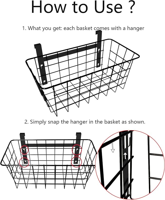 MaraFansie Basket with Hook, Grid Storage Basket, Over the Cabinet Door - Image 6